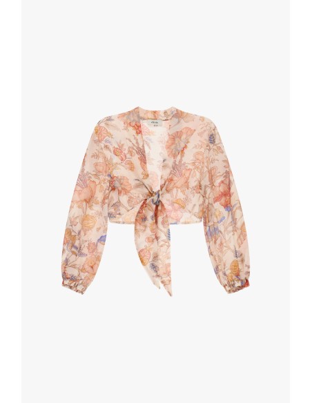 Blusa curta com nó e estampa floral Dixie