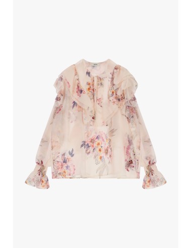 Blusa ampla com estampado floral e folhos Dixie