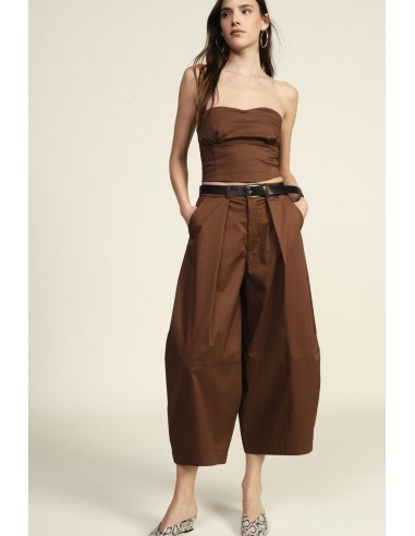 Calças Palazzo Cropped com Cinto e Pregas Dixie