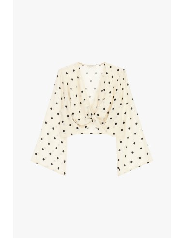 Top Cropped Estampa de Pois com Nó Frontal Dixie