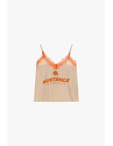 Top de Alças Finas com Renda e Estampa College Dixie