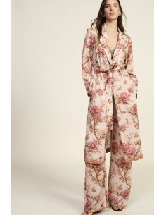 Top longo estampado floral com cinto Dixie