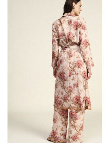 Top longo com estampa floral e cinto Dixie