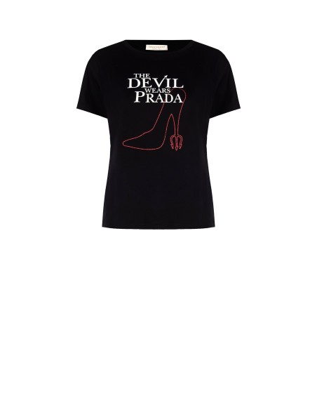 T-Shirt Regular O Diabo Veste Prada Estampa Stiletto Renascimento