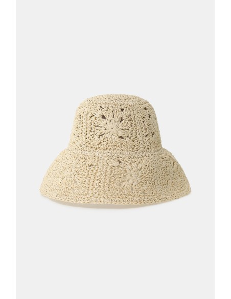 Chapéu de croché estilo bucket com padrão vazado Por favor