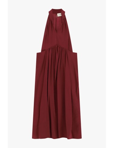 Vestido longo com decote em V e pregas amplas Dixie