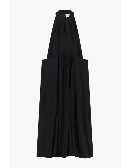 Vestido longo com decote em V e pregas amplas Dixie