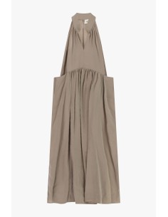 Vestido longo com decote em V e pregas largas Dixie