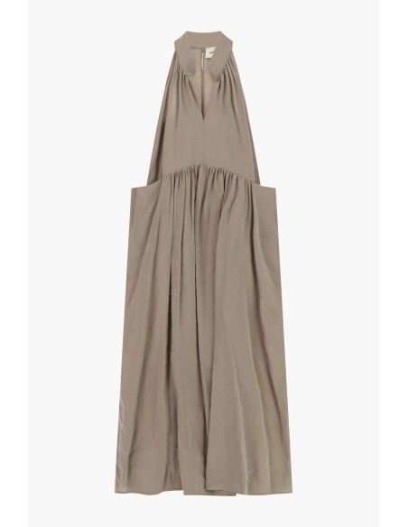 Vestido longo com decote em V e pregas largas Dixie