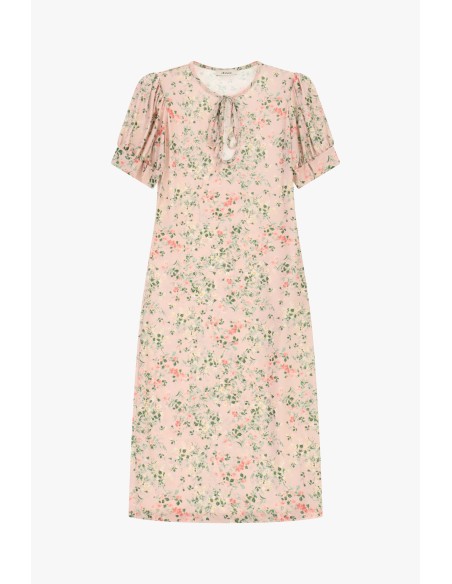 Vestido Midi Floral Com Mangas Franzidas Dixie