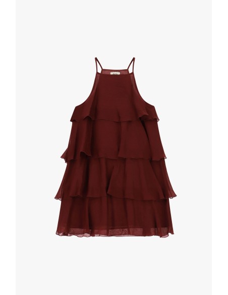 Vestido Curto Com Folhos E Alças Finas Dixie