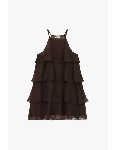 Vestido Curto com Folhos e Alças Finas Dixie