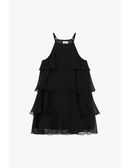 Vestido Curto Com Folhos E Alças Finas Dixie
