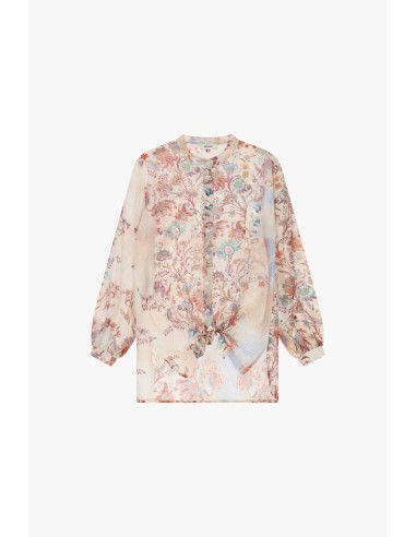 Camisa ampla com estampa floral e nó frontal Dixie