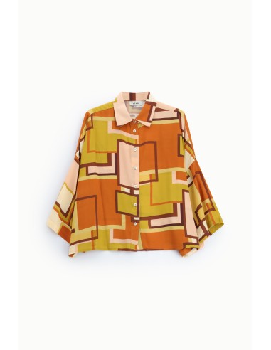Camisa ampla com padrão geométrico multicolorido Dixie