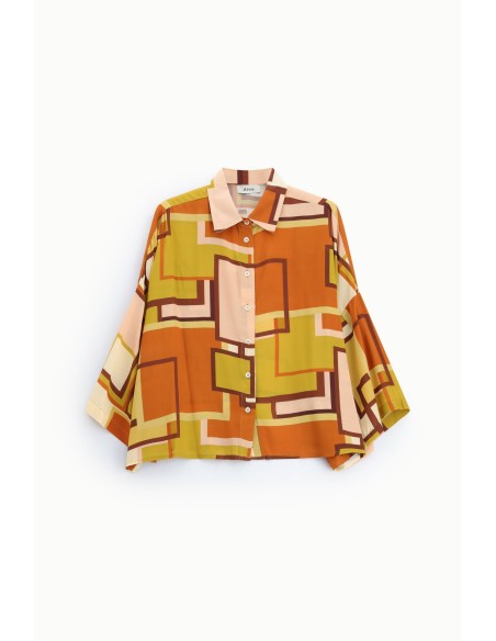 Camisa ampla com padrão geométrico multicolorido Dixie