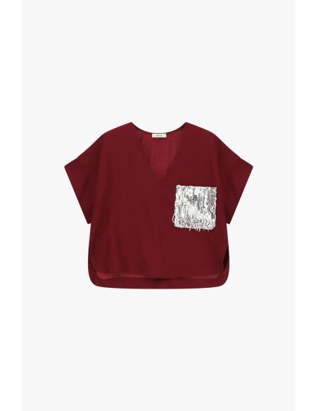 Blusa Curta Com Bolsinho Frontal Decorado Dixie