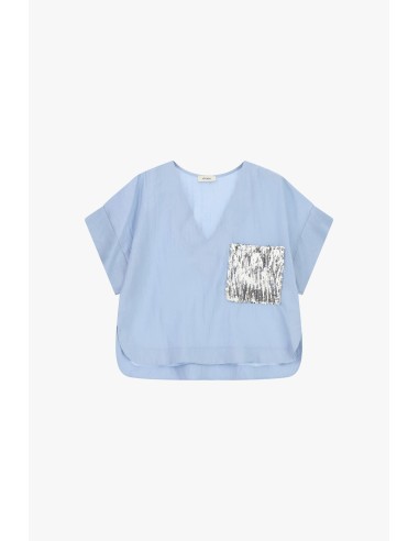 Blusa curta com bolsinho frontal decorado Dixie