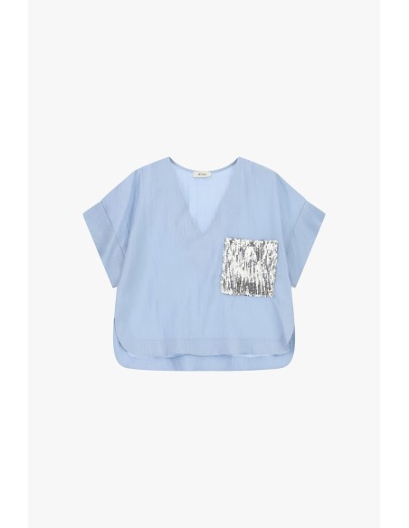 Blusa curta com bolsinho frontal decorado Dixie