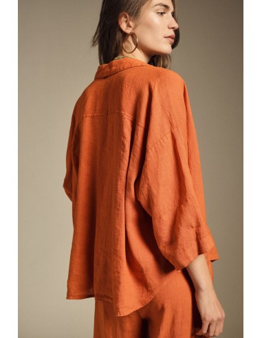 Camisa ampla com mangas 3/4 e bolso Dixie