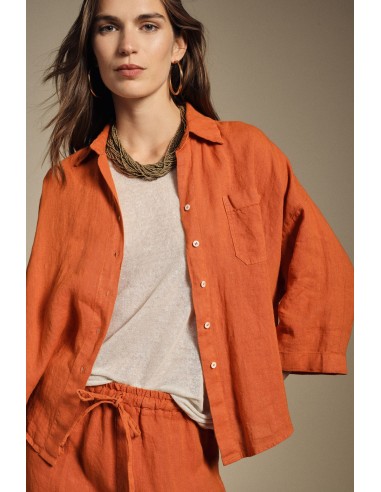 Camisa Ampla Com Mangas 3/4 E Bolso Dixie