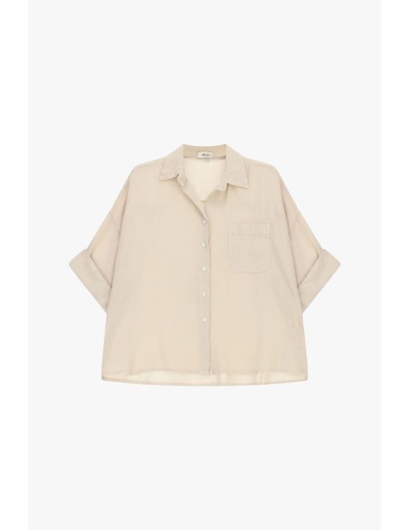 Camisa Ampla Com Mangas 3/4 E Bolso Dixie