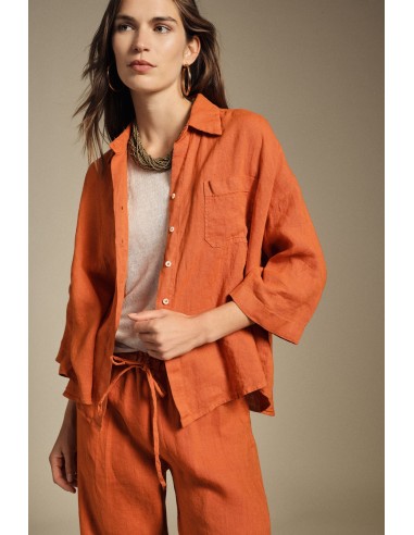 Camisa Ampla com Mangas 3/4 e Bolso Dixie