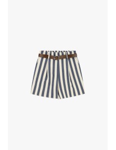 Shorts Corte Regular às Riscas com Cinto Dixie