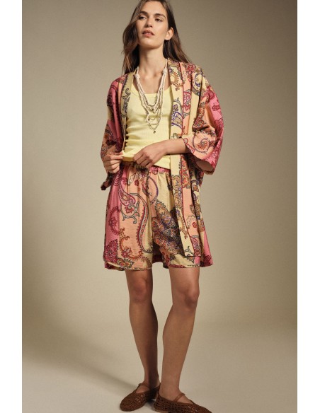 Shorts de corte regular com estampa paisley vibrante Dixie