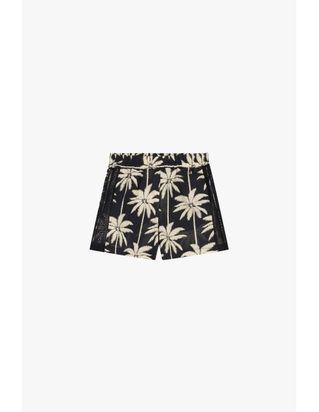 Shorts regular-fit com estampa de palmeiras e inserções perfuradas Dixie