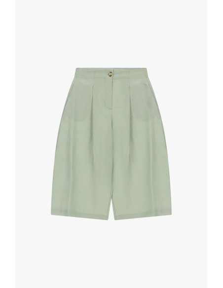 Shorts femininos de cintura alta com pinças e bolsos Dixie