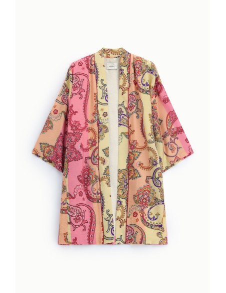 Casaco-camisa Oversize Estampa Paisley Sem Fecho Dixie