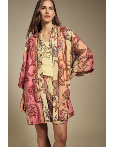 Casaco-Camisa Oversize Estampado Paisley Sem Fecho Dixie