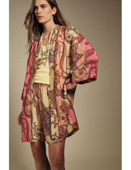 Casaco-camisa Oversize Estampa Paisley Sem Fecho Dixie