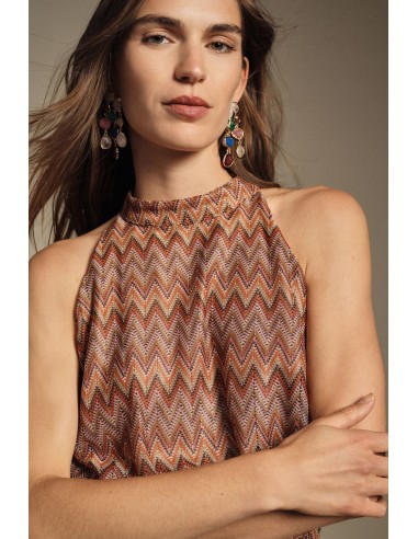 Top com estampado zigzag e base franzida Dixie