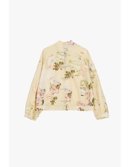 Casaco acolchoado com estampado floral e fecho com laços Dixie