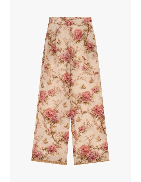 Calças Palazzo com Estampa Floral e Perna Larga Dixie