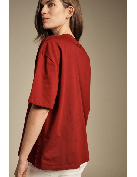 T-shirt com Mangas Curtas e Corte Quadrado Dixie