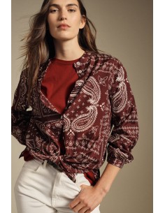 Camisa de corte regular com estampado paisley e nó frontal Dixie