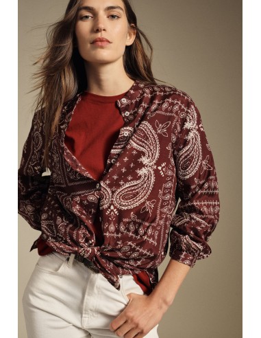 Camisa de corte regular com estampado paisley e nó frontal Dixie