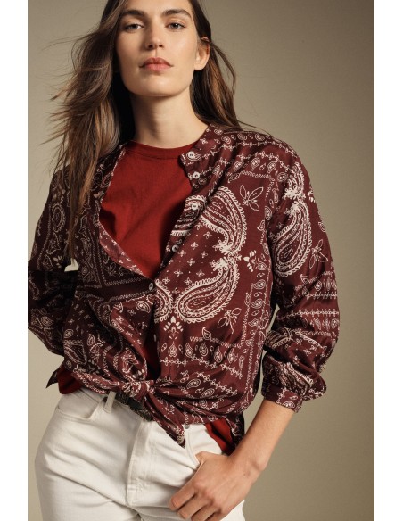 Camisa de corte regular com estampado paisley e nó frontal Dixie