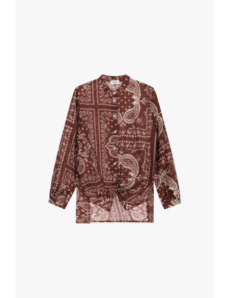 Camisa Corte Regular Estampa Paisley Nó Frontal Dixie