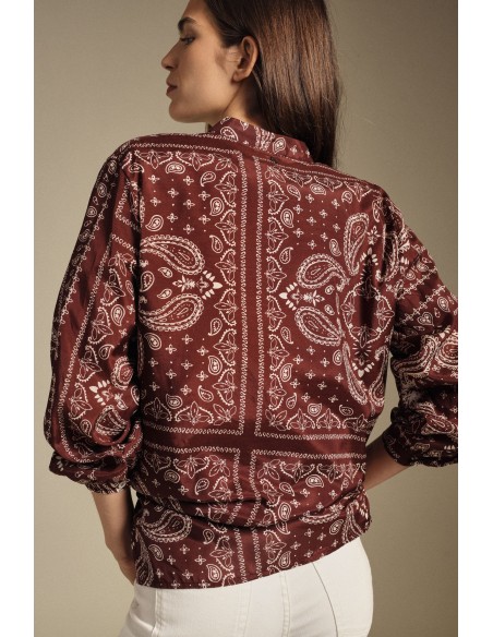 Camisa Corte Regular Estampa Paisley Nó Frontal Dixie