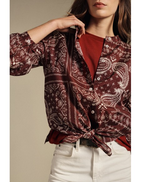 Camisa Regular Fit Estampa Paisley Nó Frontal Dixie
