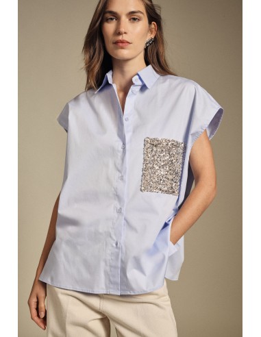 Camisa sem mangas com bolso de lantejoulas Dixie