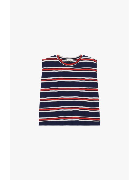 Top às riscas com decote redondo clássico Dixie