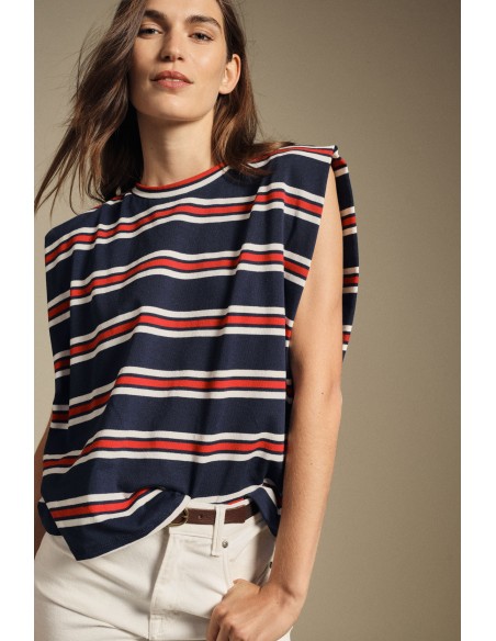 Top às Riscas com Decote Redondo Clássico Dixie