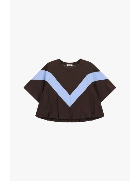 T-shirt com mangas largas e inserto em V Dixie