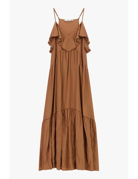 Vestido Longo Com Alças Finas E Folhos Please
