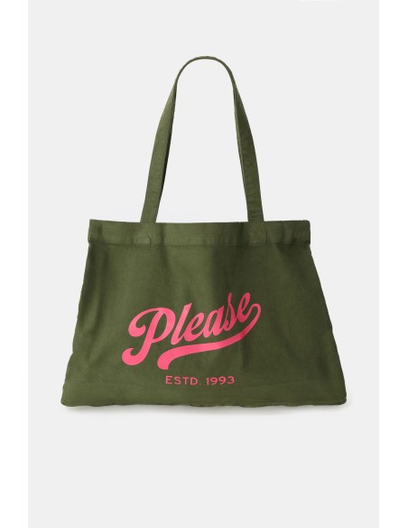 Mala shopper ampla com estampagem frontal Please